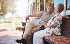 senior couple on bench