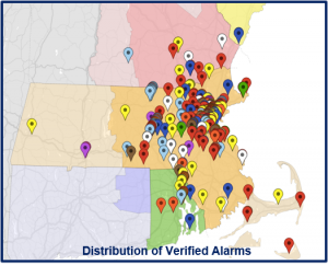 Distribution of Verified Alarms