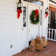 Packages left on front porch, a reminder of holiday shopping security topics