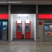 An image of banking ATM machines, suggesting a theme of bank security
